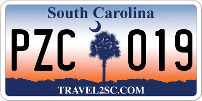 SC license plate PZC019