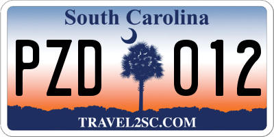 SC license plate PZD012