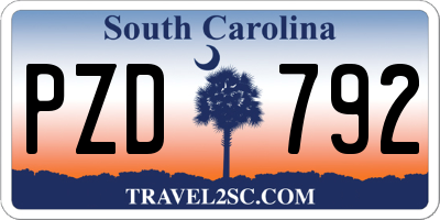 SC license plate PZD792