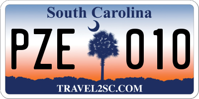 SC license plate PZE010