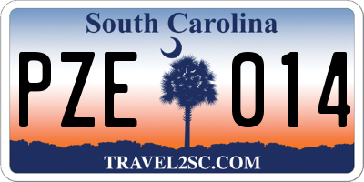 SC license plate PZE014