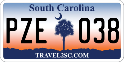 SC license plate PZE038