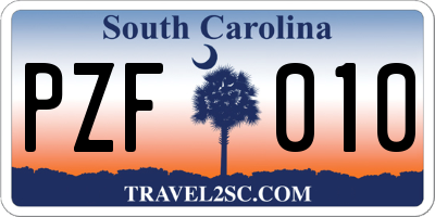 SC license plate PZF010