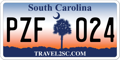 SC license plate PZF024