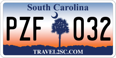 SC license plate PZF032