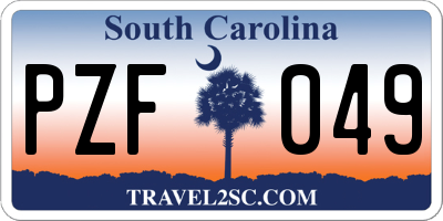 SC license plate PZF049