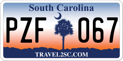 SC license plate PZF067