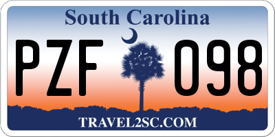 SC license plate PZF098