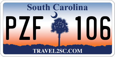 SC license plate PZF106