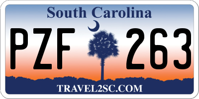 SC license plate PZF263