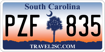 SC license plate PZF835