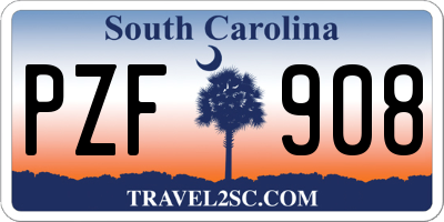 SC license plate PZF908