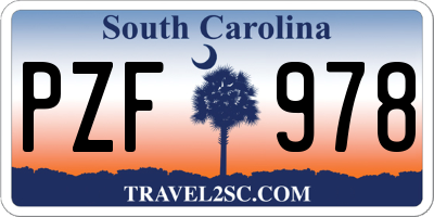 SC license plate PZF978