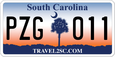 SC license plate PZG011