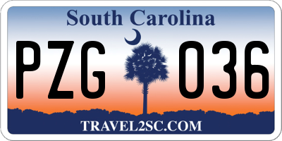 SC license plate PZG036