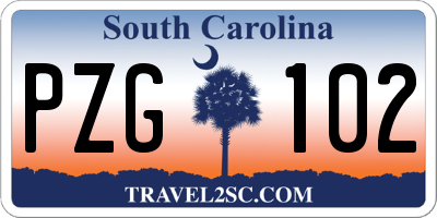 SC license plate PZG102