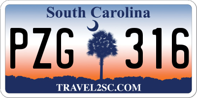 SC license plate PZG316