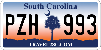 SC license plate PZH993