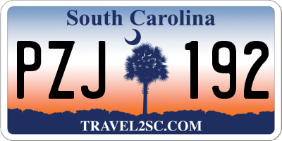 SC license plate PZJ192