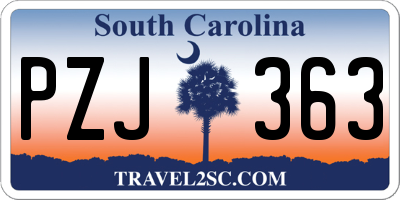 SC license plate PZJ363