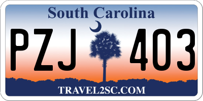 SC license plate PZJ403
