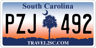 SC license plate PZJ492