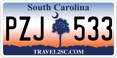 SC license plate PZJ533