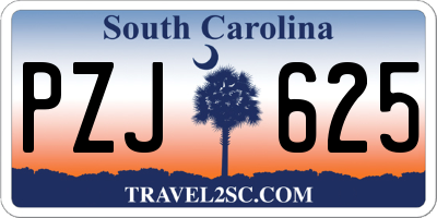 SC license plate PZJ625