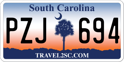 SC license plate PZJ694