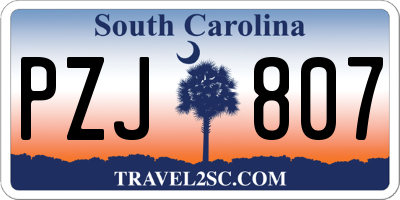 SC license plate PZJ807