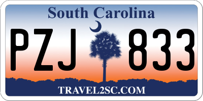 SC license plate PZJ833