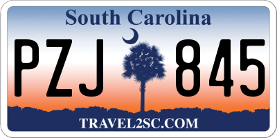 SC license plate PZJ845