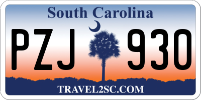 SC license plate PZJ930