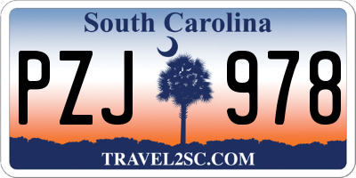 SC license plate PZJ978