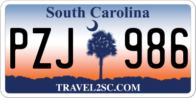SC license plate PZJ986