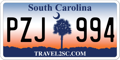 SC license plate PZJ994