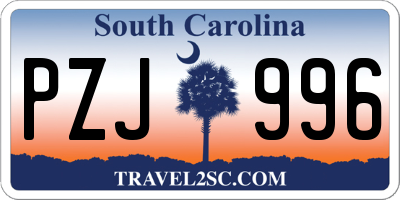 SC license plate PZJ996