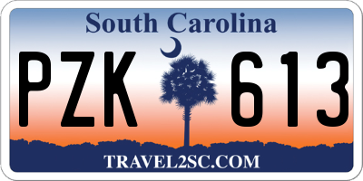 SC license plate PZK613