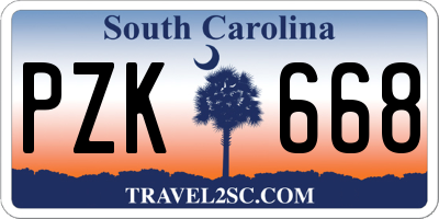 SC license plate PZK668