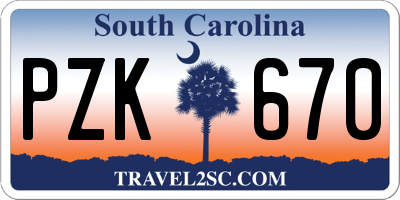 SC license plate PZK670