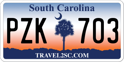SC license plate PZK703