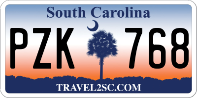 SC license plate PZK768