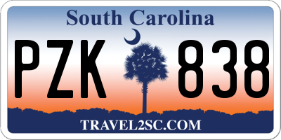 SC license plate PZK838