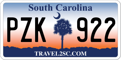 SC license plate PZK922