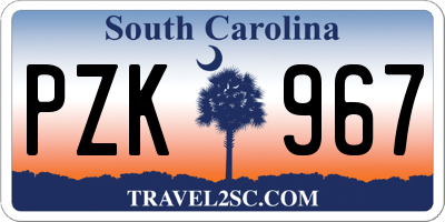 SC license plate PZK967