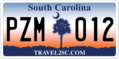 SC license plate PZM012