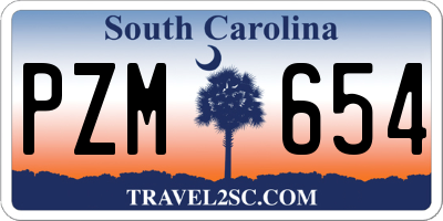 SC license plate PZM654