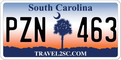 SC license plate PZN463