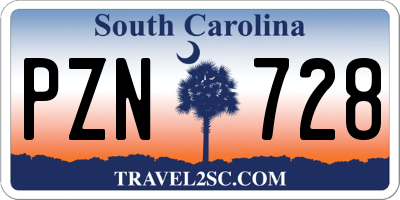 SC license plate PZN728