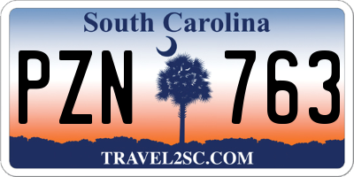 SC license plate PZN763